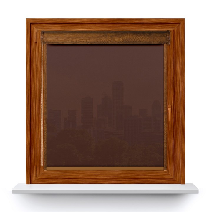 Roleta w kasecie PCV Gładka Przyciemniająca Gładka z prowadnicą Brązowa 524