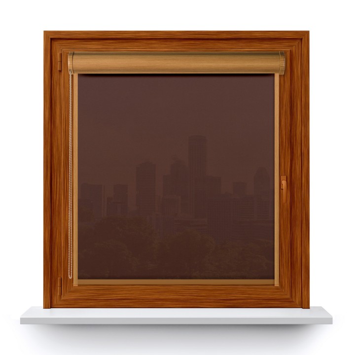 Roleta w kasecie PCV Gładka Przyciemniająca Gładka z prowadnicą Brązowa 524