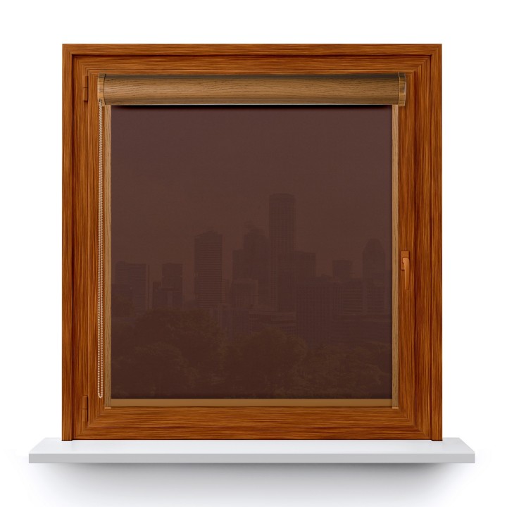 Roleta w kasecie PCV Gładka Przyciemniająca Gładka z prowadnicą Brązowa 524