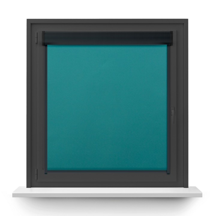 Roleta w kasecie PCV Gładka Zaciemniająca Termo Zaciemniająca z prowadnicą Turkusowa 303