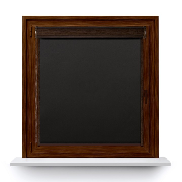 Roleta w kasecie PCV Gładka Zaciemniająca Termo Zaciemniająca z prowadnicą Czarna 305