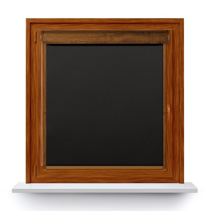 Roleta w kasecie PCV Gładka Zaciemniająca Termo Zaciemniająca z prowadnicą Czarna 305