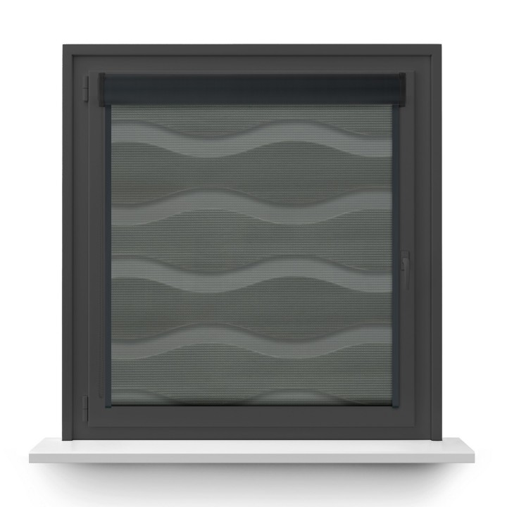 Roleta w kasecie PCV Dzień Noc Przyciemniająca Fala z prowadnicą Szara 03
