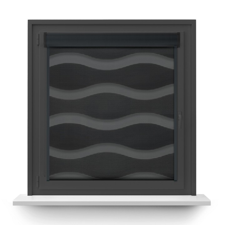 Roleta w kasecie PCV Dzień Noc Przyciemniająca Fala z prowadnicą Grafit 04