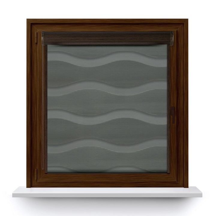 Roleta w kasecie PCV Dzień Noc Przyciemniająca Fala z prowadnicą Szara 03