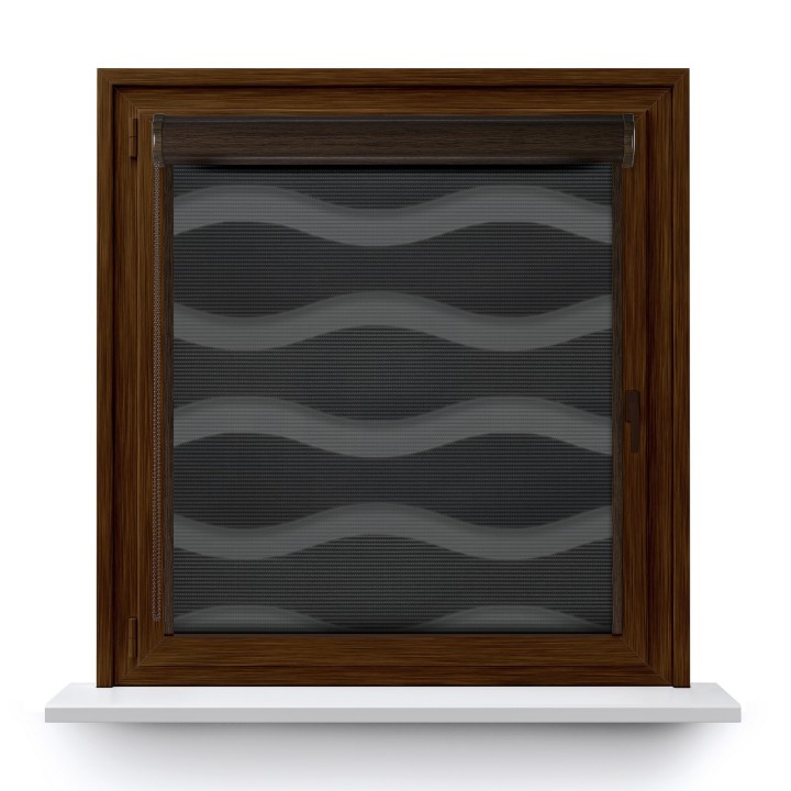 Roleta w kasecie PCV Dzień Noc Przyciemniająca Fala z prowadnicą Grafit 04