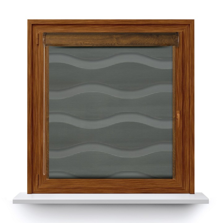 Roleta w kasecie PCV Dzień Noc Przyciemniająca Fala z prowadnicą Szara 03