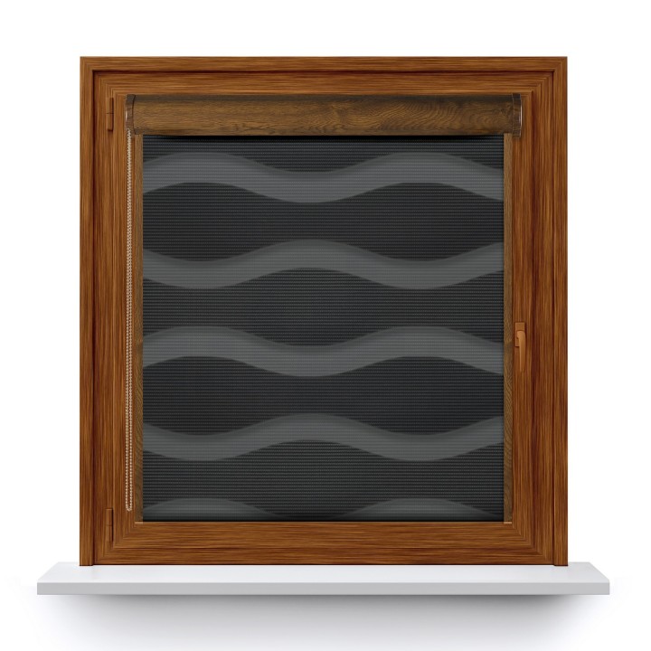 Roleta w kasecie PCV Dzień Noc Przyciemniająca Fala z prowadnicą Grafit 04