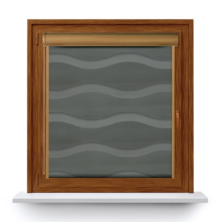 Roleta w kasecie PCV Dzień Noc Przyciemniająca Fala z prowadnicą Szara 03