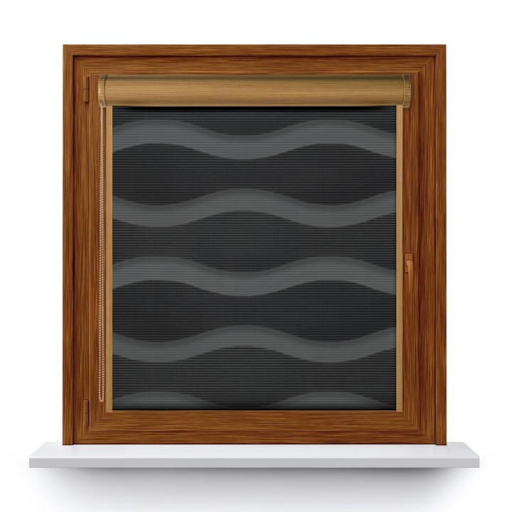 Roleta w kasecie PCV Dzień Noc Przyciemniająca Fala z prowadnicą Grafit 04