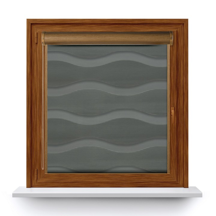 Roleta w kasecie PCV Dzień Noc Przyciemniająca Fala z prowadnicą Szara 03