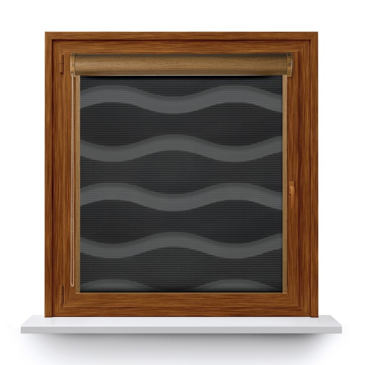 Roleta w kasecie PCV Dzień Noc Przyciemniająca Fala z prowadnicą Grafit 04