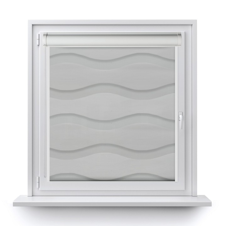 Roleta w kasecie PCV Dzień Noc Przyciemniająca Fala z prowadnicą Szara 2