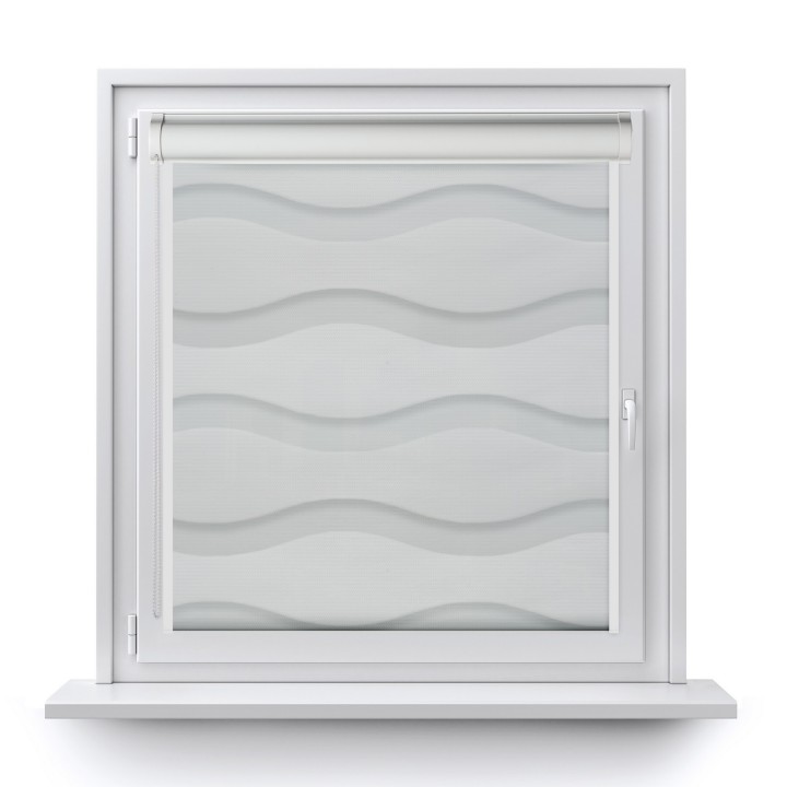 Roleta w kasecie PCV Dzień Noc Przyciemniająca Fala z prowadnicą Biała 1