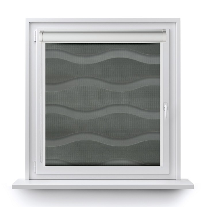 Roleta w kasecie PCV Dzień Noc Przyciemniająca Fala z prowadnicą Szara 03