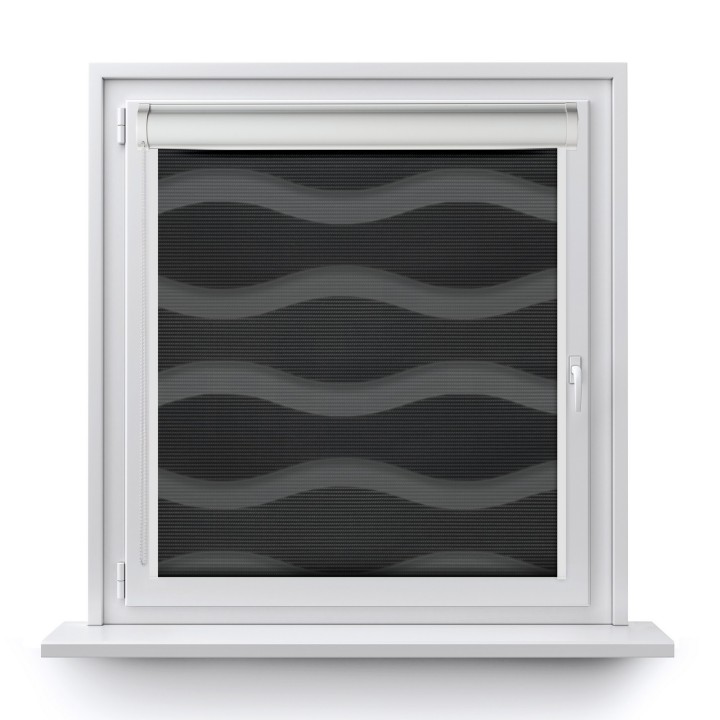 Roleta w kasecie PCV Dzień Noc Przyciemniająca Fala z prowadnicą Grafit 04
