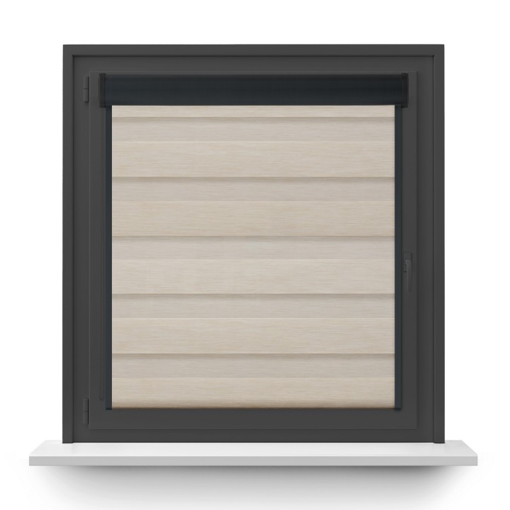 Roleta w kasecie PCV Dzień Noc Przyciemniająca Forest z prowadnicą Kremowa 9203