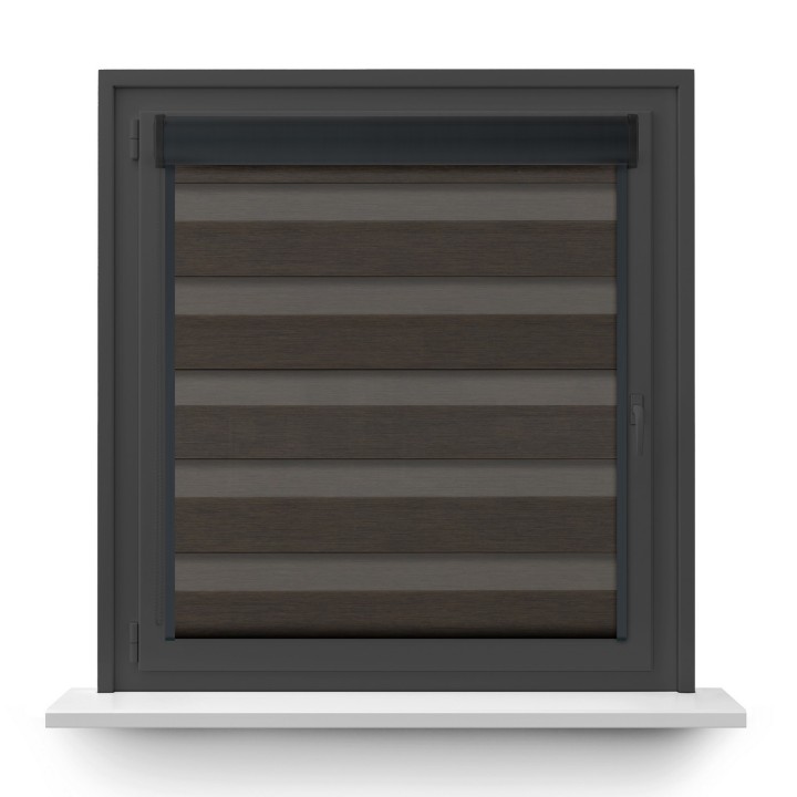 Roleta w kasecie PCV Dzień Noc Przyciemniająca Forest z prowadnicą Ciemnobrązowa 9209