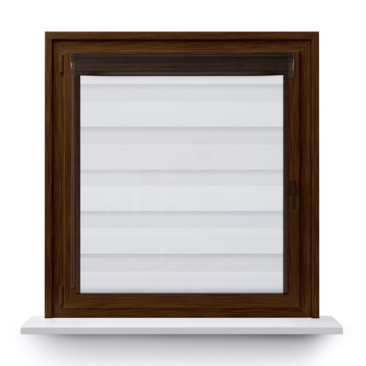 Roleta w kasecie PCV Dzień Noc Przyciemniająca Forest z prowadnicą Biała 9201