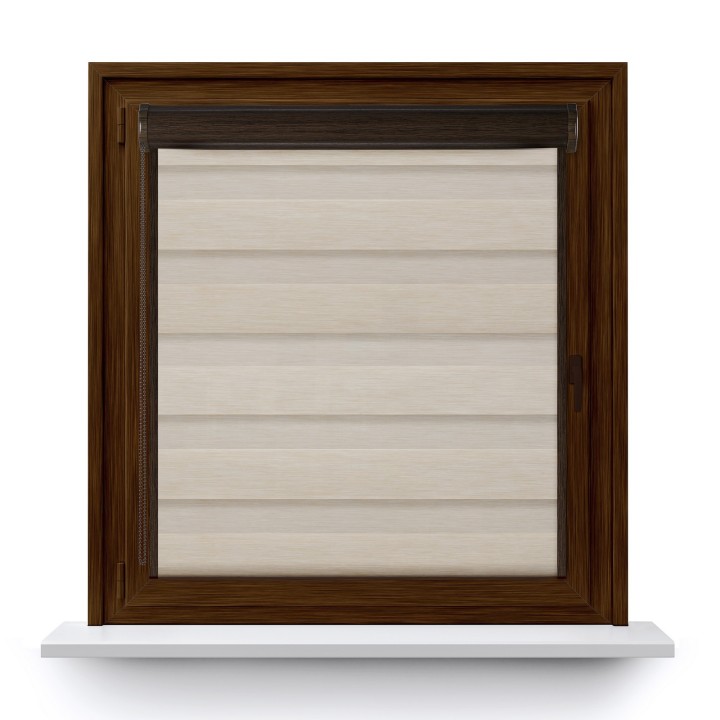 Roleta w kasecie PCV Dzień Noc Przyciemniająca Forest z prowadnicą Kremowa 9203