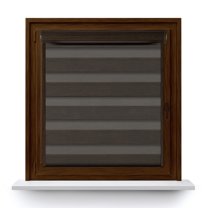Roleta w kasecie PCV Dzień Noc Przyciemniająca Forest z prowadnicą Ciemnobrązowa 9209