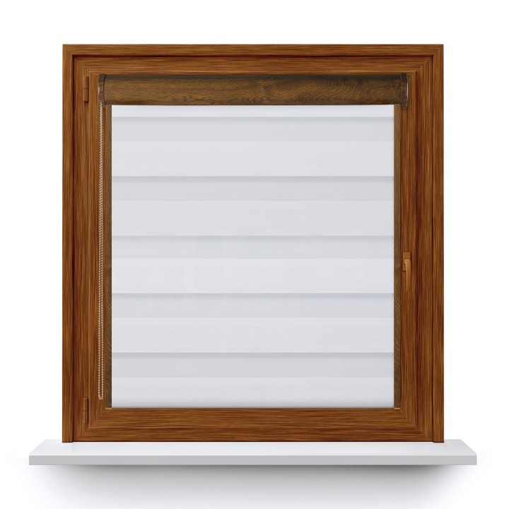 Roleta w kasecie PCV Dzień Noc Przyciemniająca Forest z prowadnicą Biała 9201