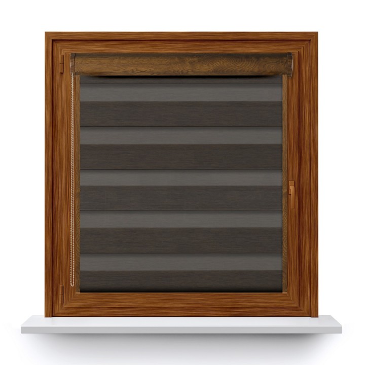 Roleta w kasecie PCV Dzień Noc Przyciemniająca Forest z prowadnicą Ciemnobrązowa 9209