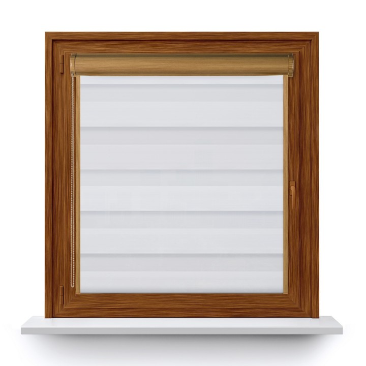 Roleta w kasecie PCV Dzień Noc Przyciemniająca Forest z prowadnicą Biała 9201