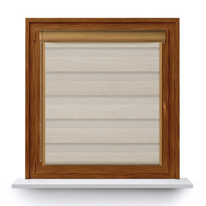 Roleta w kasecie PCV Dzień Noc Przyciemniająca Forest z prowadnicą Kremowa 9203