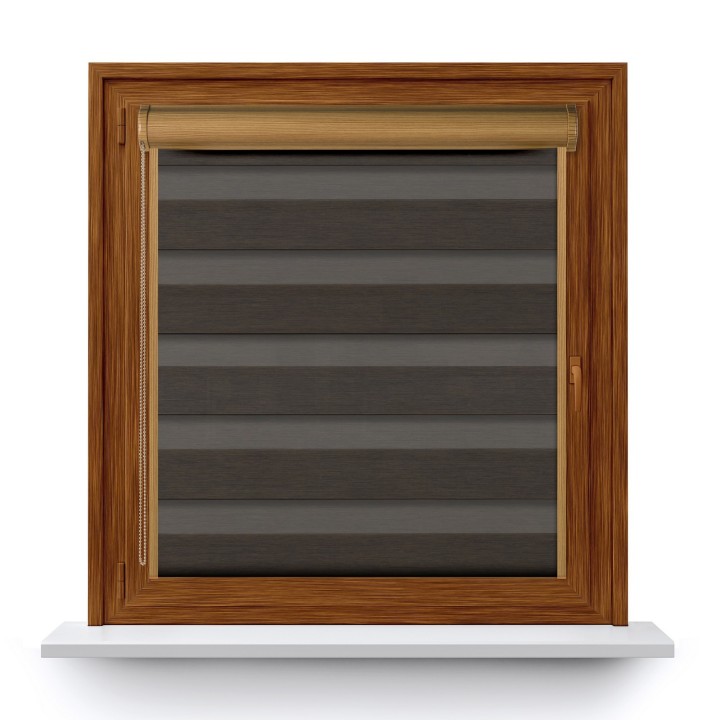 Roleta w kasecie PCV Dzień Noc Przyciemniająca Forest z prowadnicą Ciemnobrązowa 9209