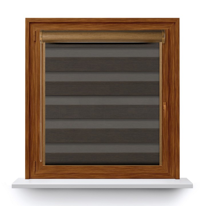 Roleta w kasecie PCV Dzień Noc Przyciemniająca Forest z prowadnicą Ciemnobrązowa 9209