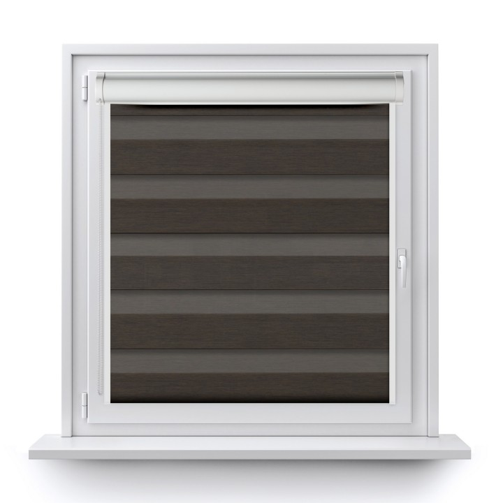 Roleta w kasecie PCV Dzień Noc Przyciemniająca Forest z prowadnicą Ciemnobrązowa 9209