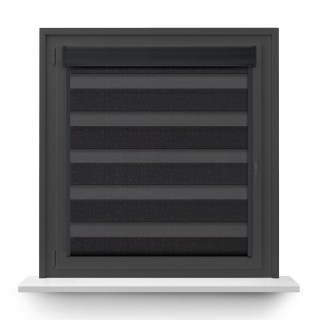 Roleta w kasecie PCV Dzień Noc Przyciemniająca Geometric z prowadnicą Czarna 14509