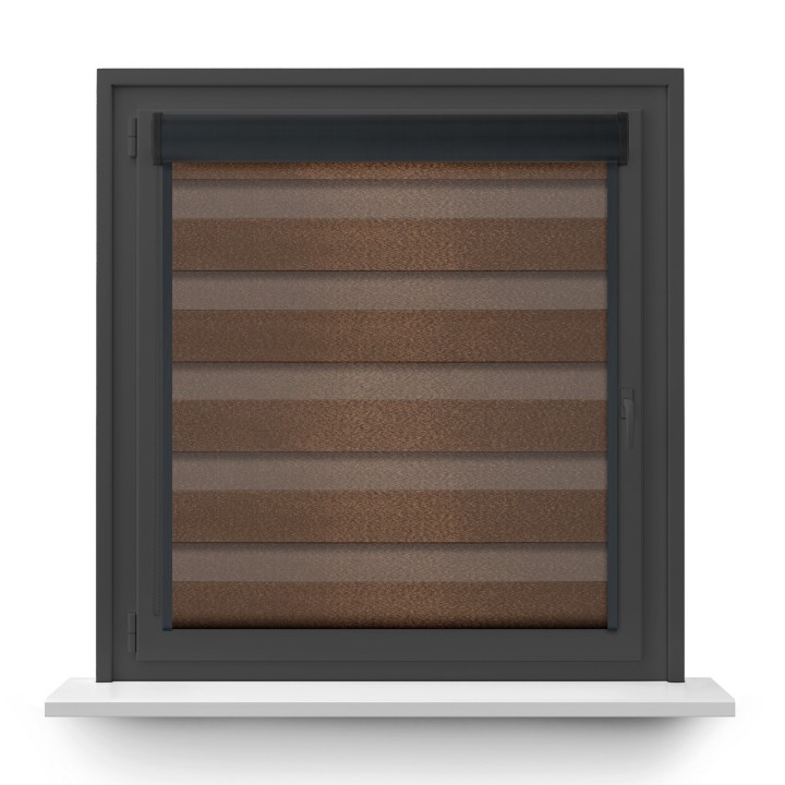 Roleta w kasecie PCV Dzień Noc Przyciemniająca Glossy Elegance z prowadnicą Brązowa 15898