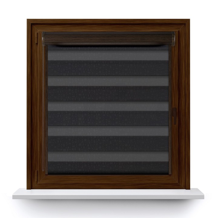 Roleta w kasecie PCV Dzień Noc Przyciemniająca Geometric z prowadnicą Czarna 14509