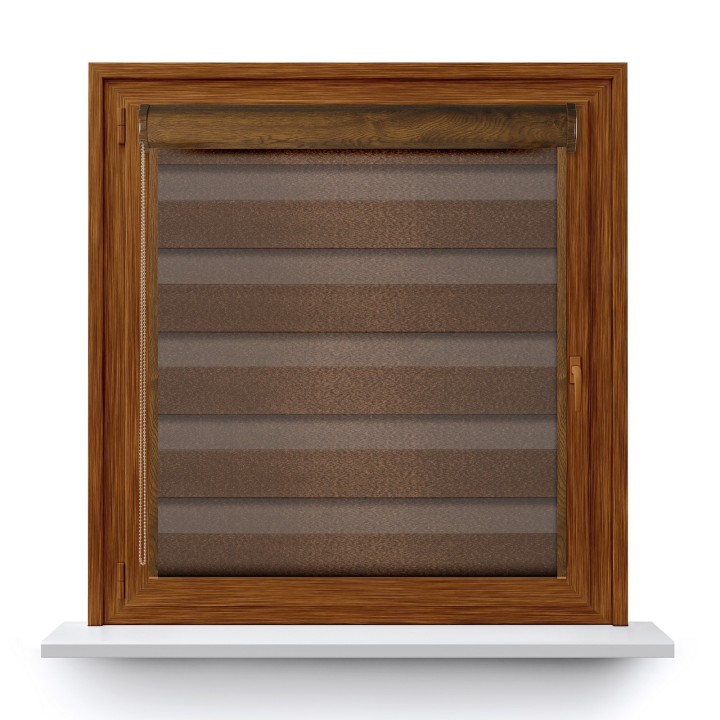 Roleta w kasecie PCV Dzień Noc Przyciemniająca Glossy Elegance z prowadnicą Brązowa 15898