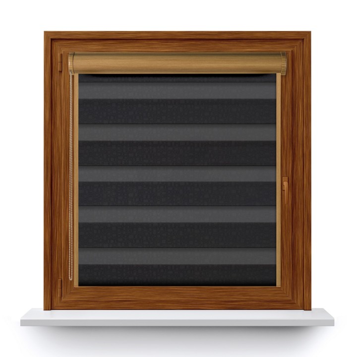 Roleta w kasecie PCV Dzień Noc Przyciemniająca Geometric z prowadnicą Czarna 14509