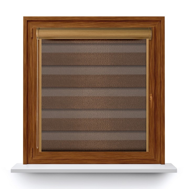 Roleta w kasecie PCV Dzień Noc Przyciemniająca Glossy Elegance z prowadnicą Brązowa 15898