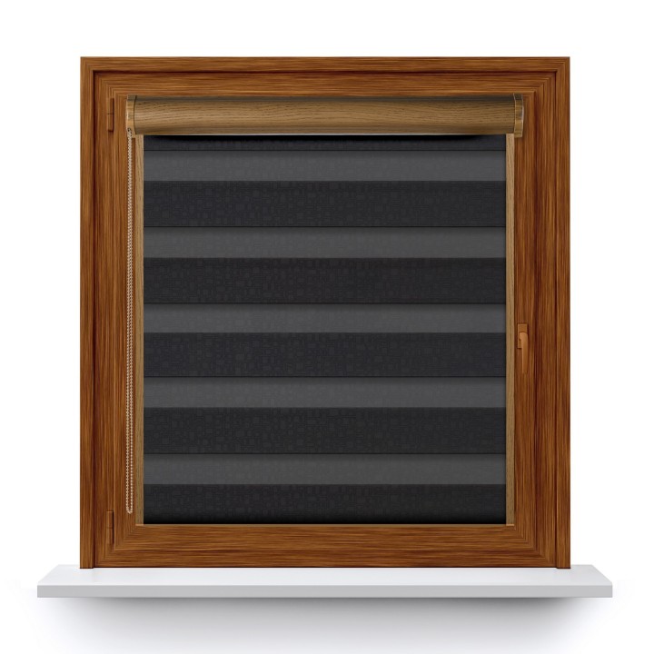 Roleta w kasecie PCV Dzień Noc Przyciemniająca Geometric z prowadnicą Czarna 14509