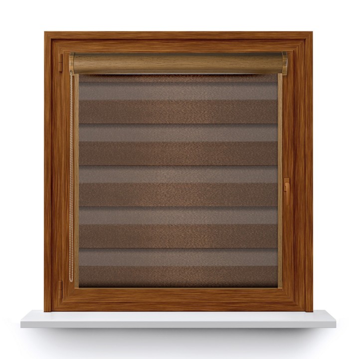 Roleta w kasecie PCV Dzień Noc Przyciemniająca Glossy Elegance z prowadnicą Brązowa 15898