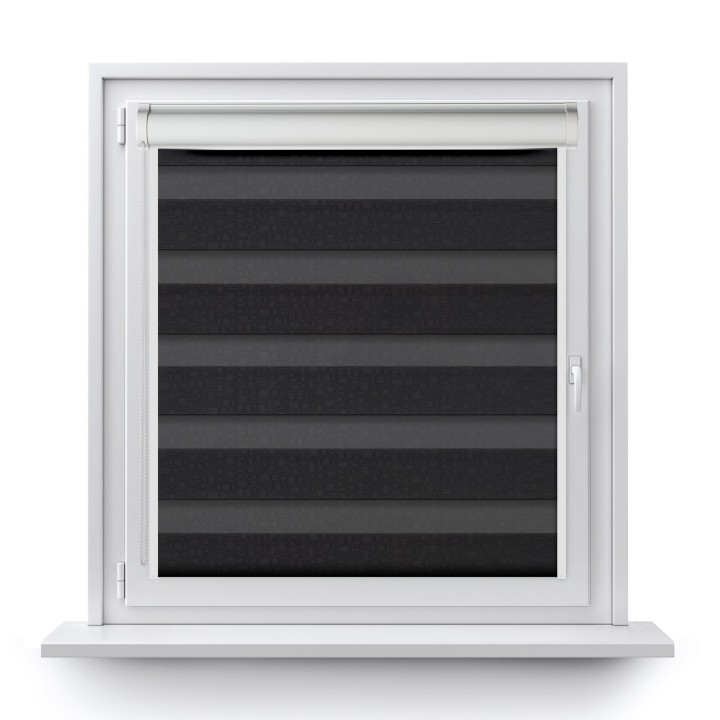 Roleta w kasecie PCV Dzień Noc Przyciemniająca Geometric z prowadnicą Czarna 14509