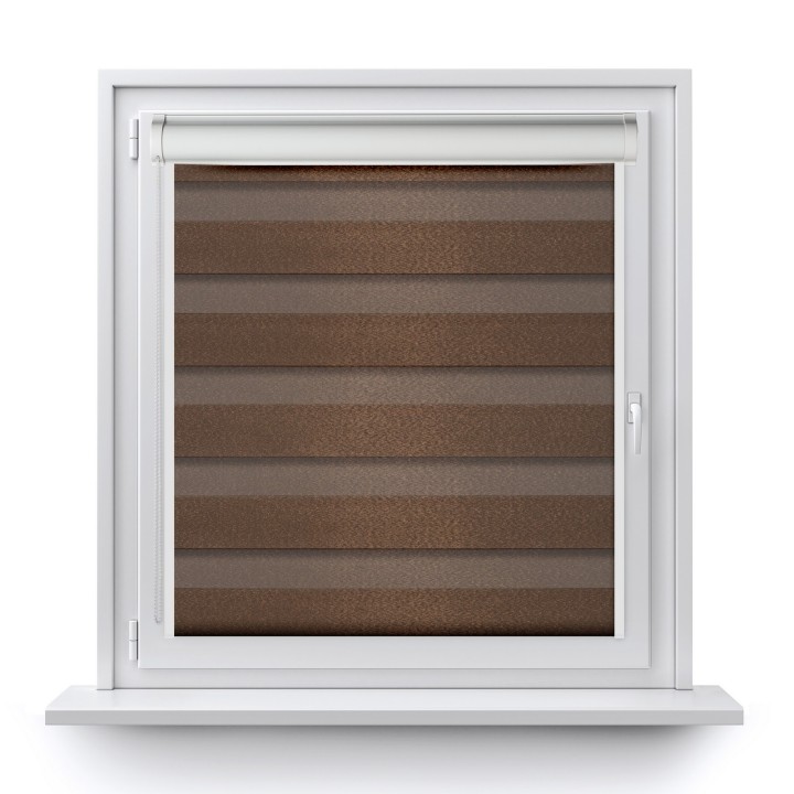 Roleta w kasecie PCV Dzień Noc Przyciemniająca Glossy Elegance z prowadnicą Brązowa 15898