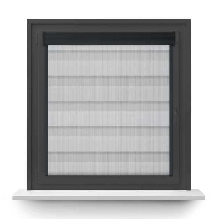 Roleta w kasecie PCV Dzień Noc Przyciemniająca Organza z prowadnicą Szara 1