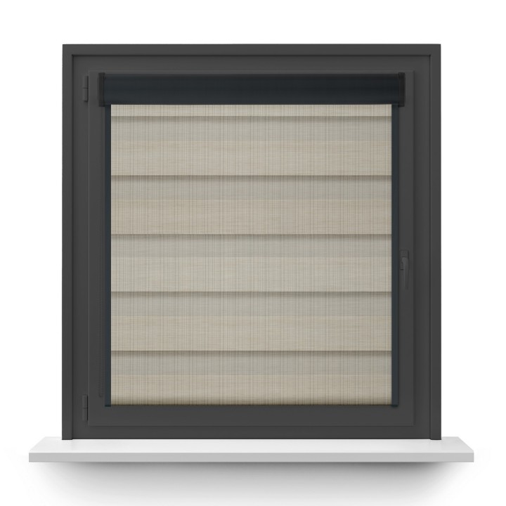 Roleta w kasecie PCV Dzień Noc Przyciemniająca Organza z prowadnicą Beżowa 2