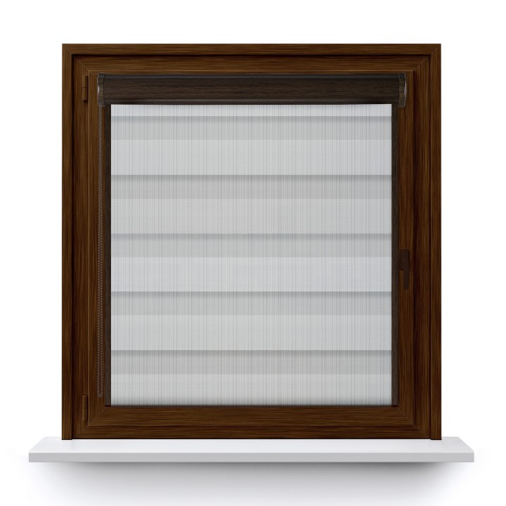 Roleta w kasecie PCV Dzień Noc Przyciemniająca Organza z prowadnicą Szara 1