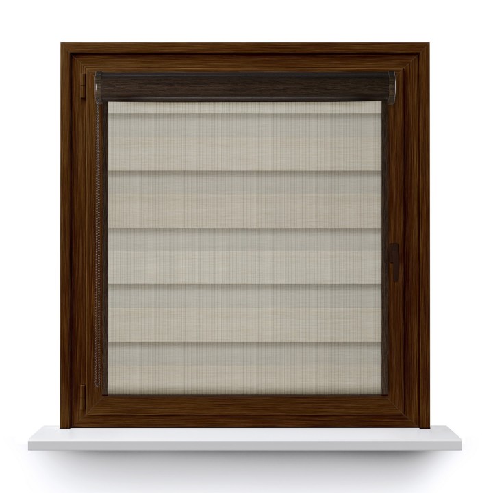 Roleta w kasecie PCV Dzień Noc Przyciemniająca Organza z prowadnicą Beżowa 2