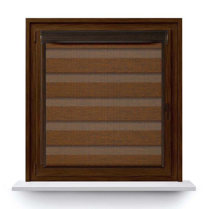 Roleta w kasecie PCV Dzień Noc Przyciemniająca Organza z prowadnicą Brązowa 6