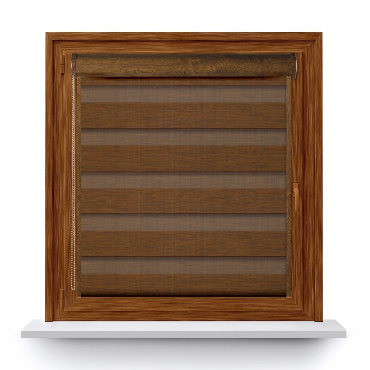 Roleta w kasecie PCV Dzień Noc Przyciemniająca Organza z prowadnicą Brązowa 6