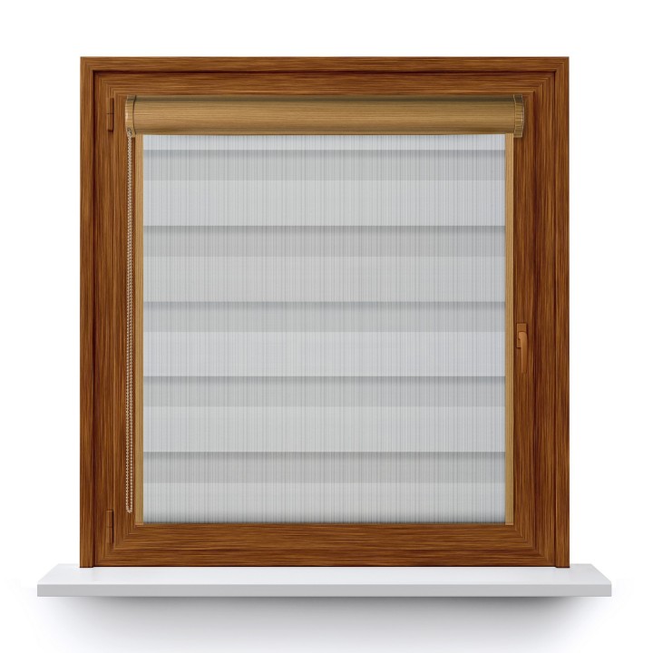 Roleta w kasecie PCV Dzień Noc Przyciemniająca Organza z prowadnicą Szara 1