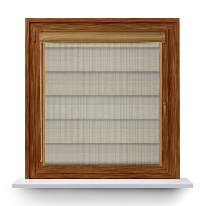 Roleta w kasecie PCV Dzień Noc Przyciemniająca Organza z prowadnicą Beżowa 2